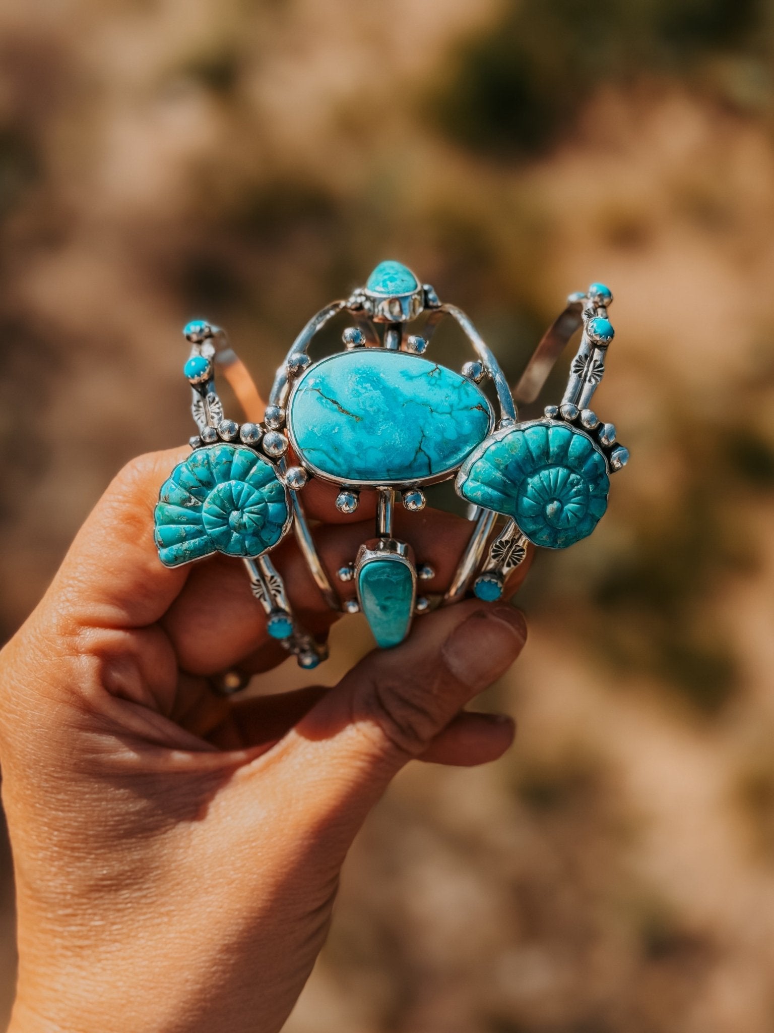 Statement Cuff in Hubei Turquoise - Golden Road Crafted