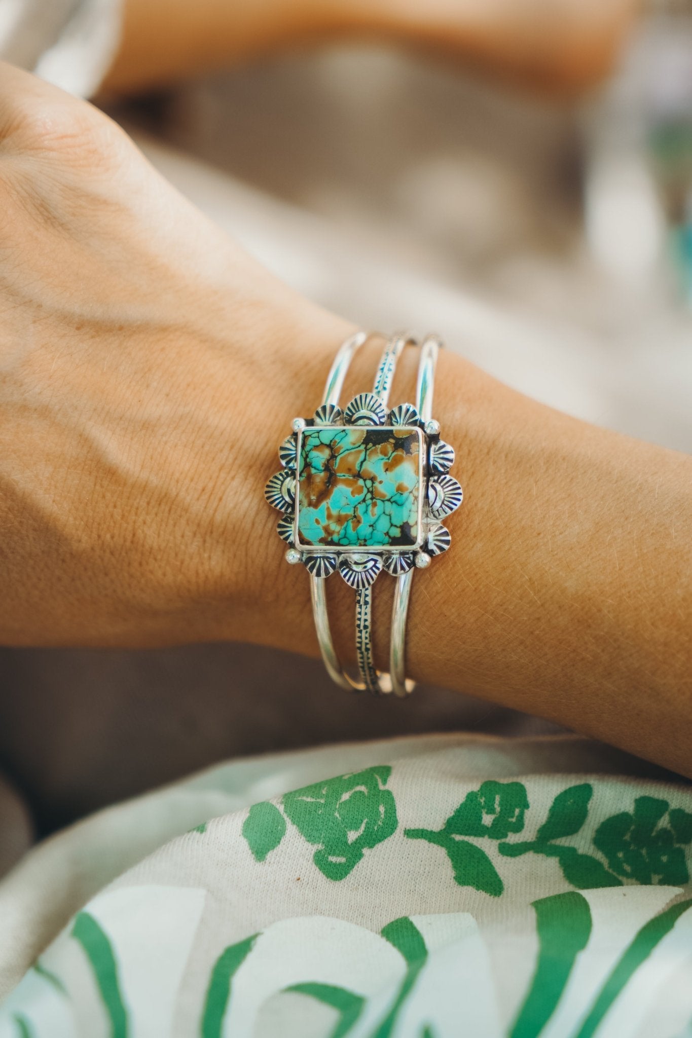 Statement Cuff In Hubei Turquoise - Golden Road Crafted