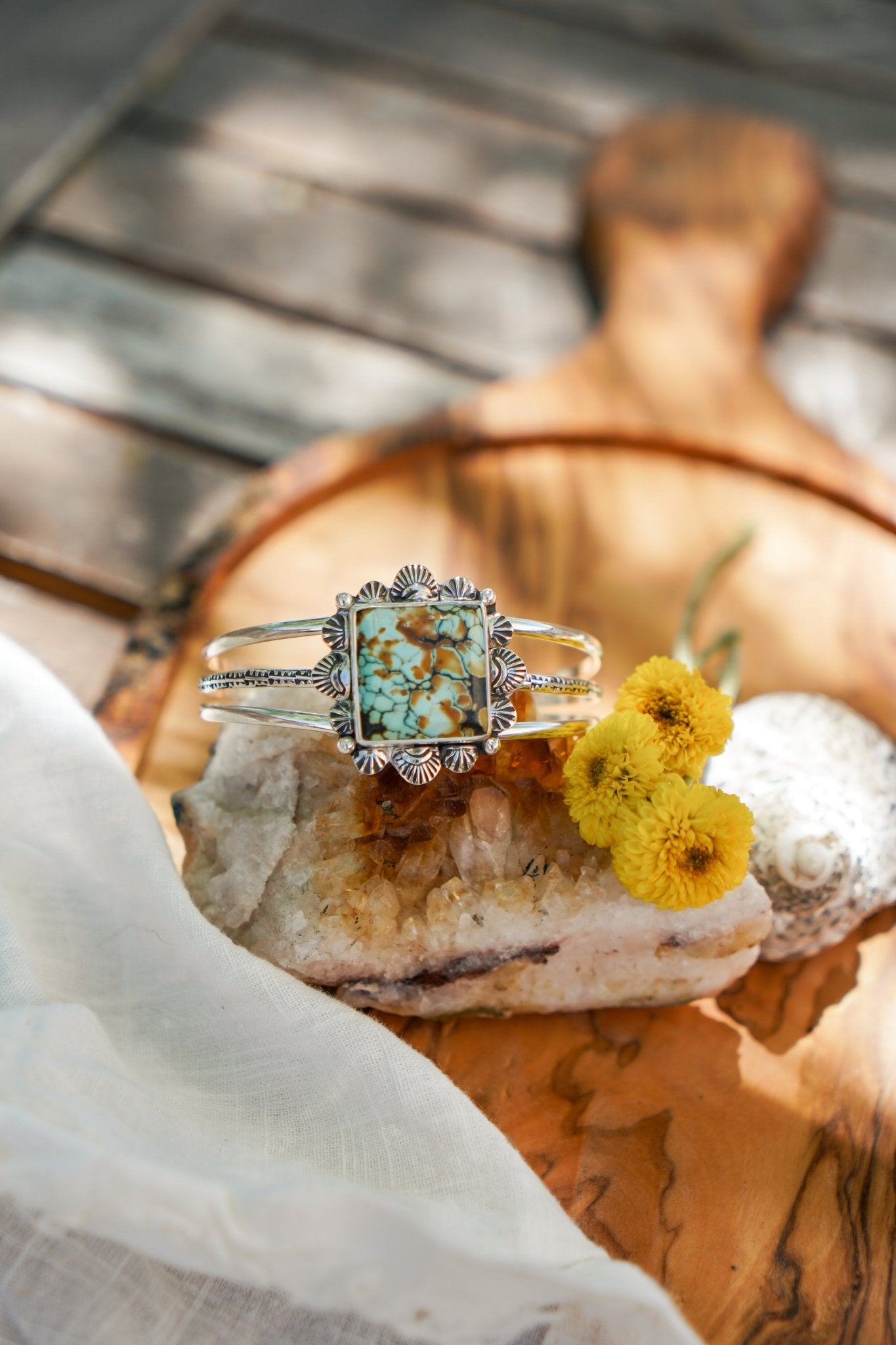 Statement Cuff In Hubei Turquoise - Golden Road Crafted