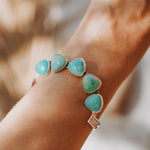 Statement Cuff in Kingman Turquoise - Golden Road Crafted