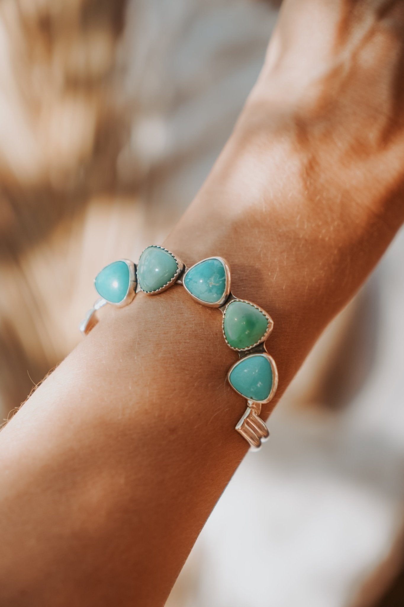 Statement Cuff in Kingman Turquoise - Golden Road Crafted