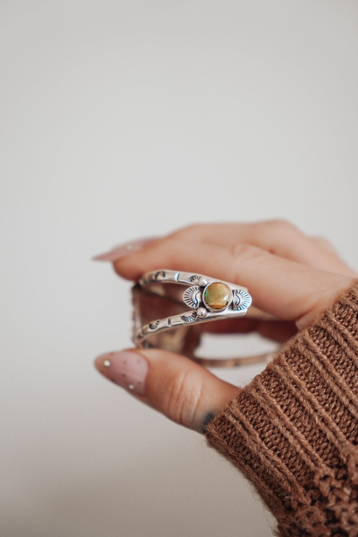 Statement Cuff in Kingman Turquoise - Golden Road Crafted