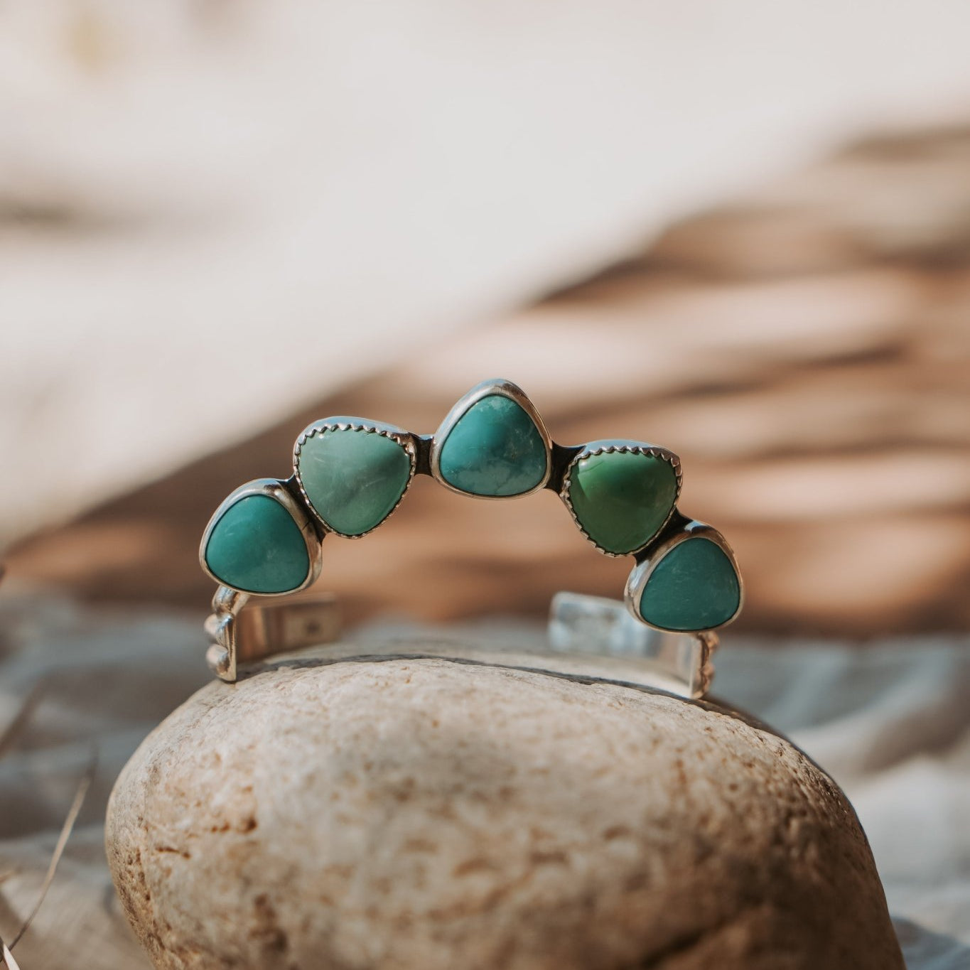 Statement Cuff in Kingman Turquoise - Golden Road Crafted