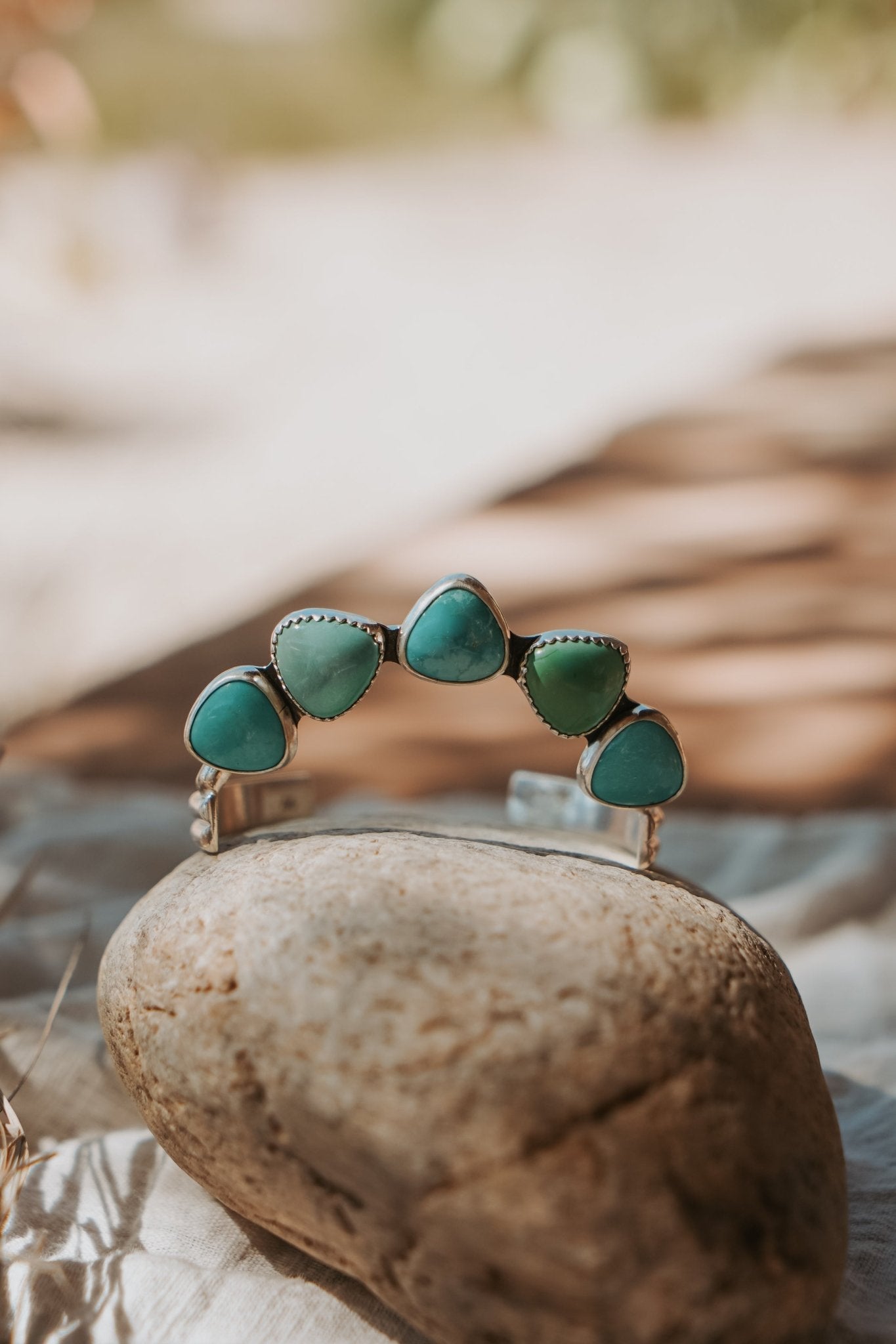 Statement Cuff in Kingman Turquoise - Golden Road Crafted