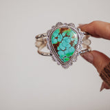 Statement Cuff in Kingman Turquoise - Golden Road Crafted