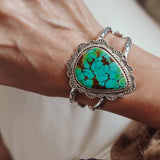 Statement Cuff in Kingman Turquoise - Golden Road Crafted