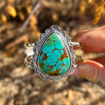 Statement Cuff in Kingman Turquoise - Golden Road Crafted