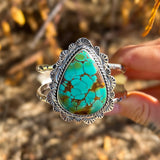 Statement Cuff in Kingman Turquoise - Golden Road Crafted