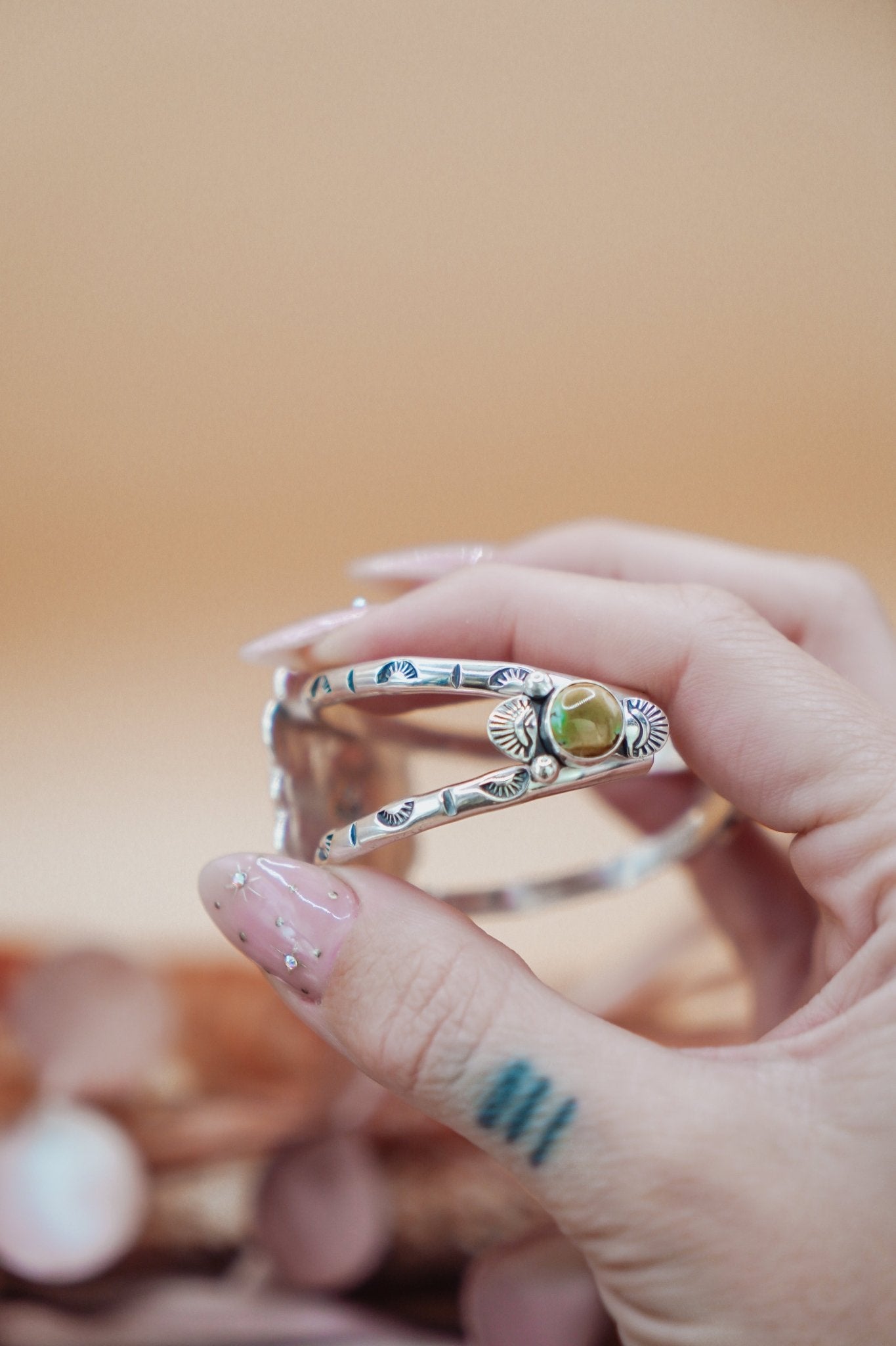 Statement Cuff in Kingman Turquoise - Golden Road Crafted