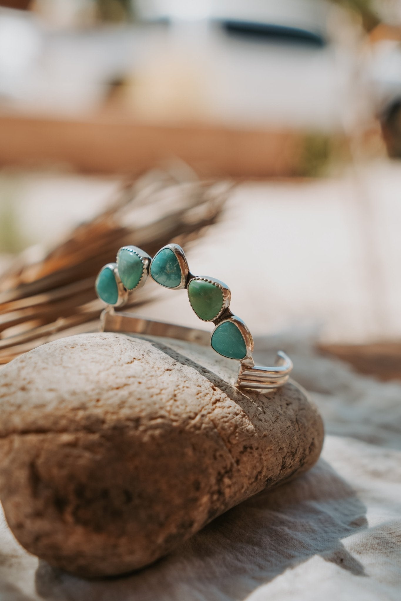 Statement Cuff in Kingman Turquoise - Golden Road Crafted