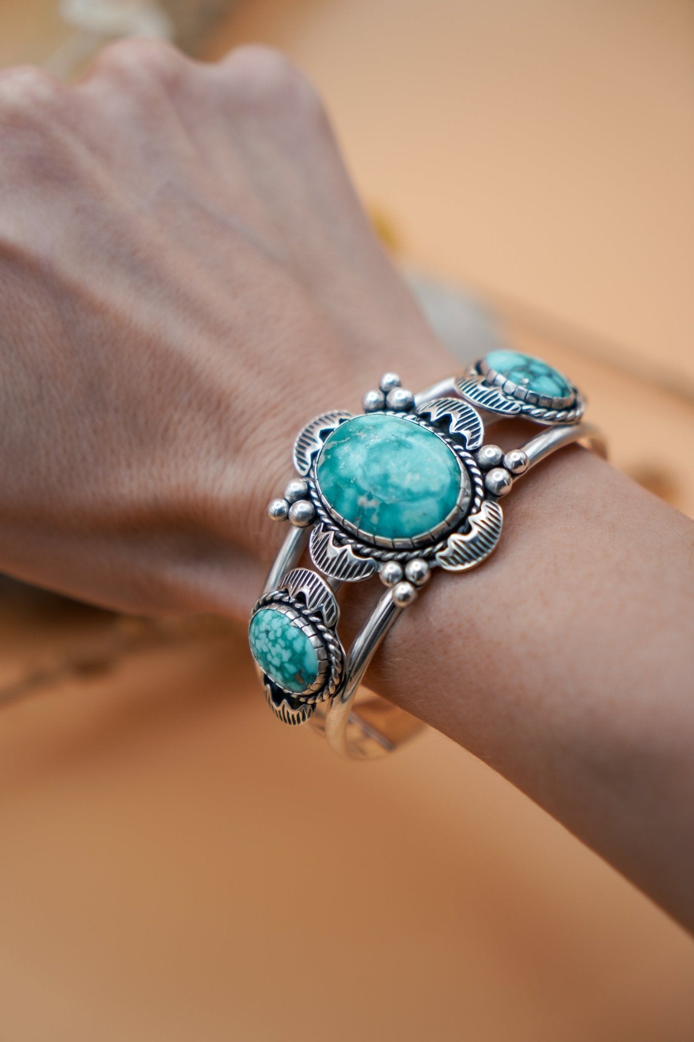 Statement Cuff in Whitewater Turquoise - Golden Road Crafted