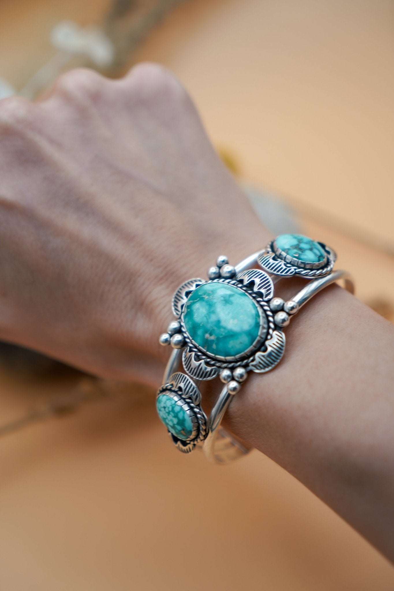 Statement Cuff in Whitewater Turquoise - Golden Road Crafted