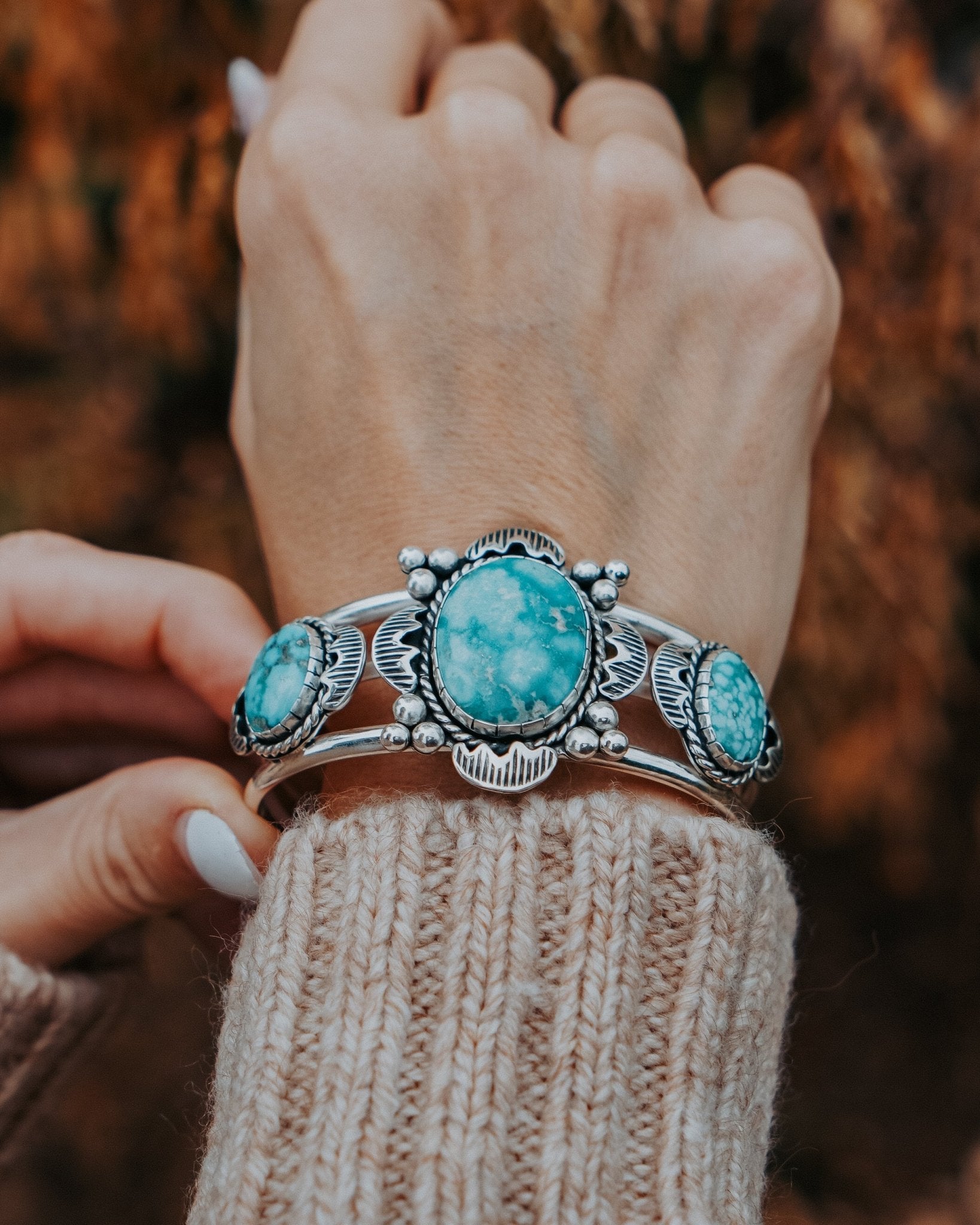 Statement Cuff in Whitewater Turquoise - Golden Road Crafted