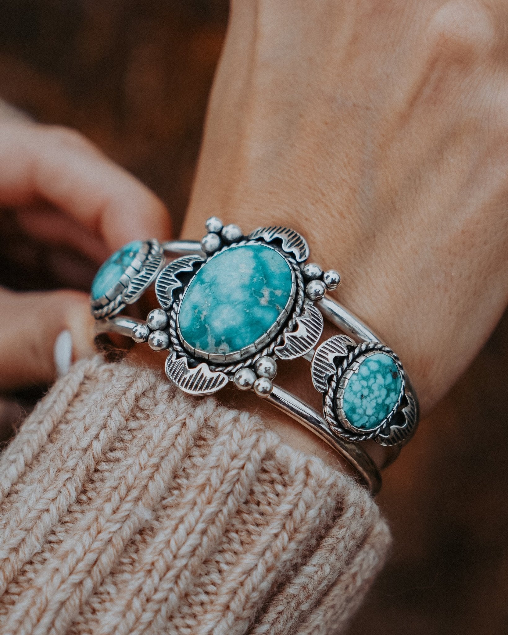 Statement Cuff in Whitewater Turquoise - Golden Road Crafted