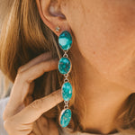 Statement Drip Earrings in Whitewater Turquoise - Golden Road Crafted