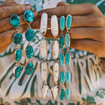 Statement Drip Earrings in Whitewater Turquoise - Golden Road Crafted