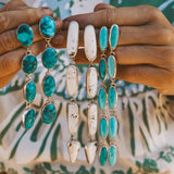 Statement Drip Earrings in Whitewater Turquoise - Golden Road Crafted