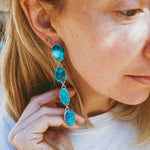 Statement Drip Earrings in Whitewater Turquoise - Golden Road Crafted