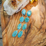 Statement Drip Earrings in Whitewater Turquoise - Golden Road Crafted