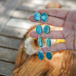 Statement Drip Earrings in Whitewater Turquoise - Golden Road Crafted