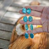 Statement Drip Earrings in Whitewater Turquoise - Golden Road Crafted