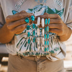 Statement Drip Earrings in Whitewater Turquoise - Golden Road Crafted