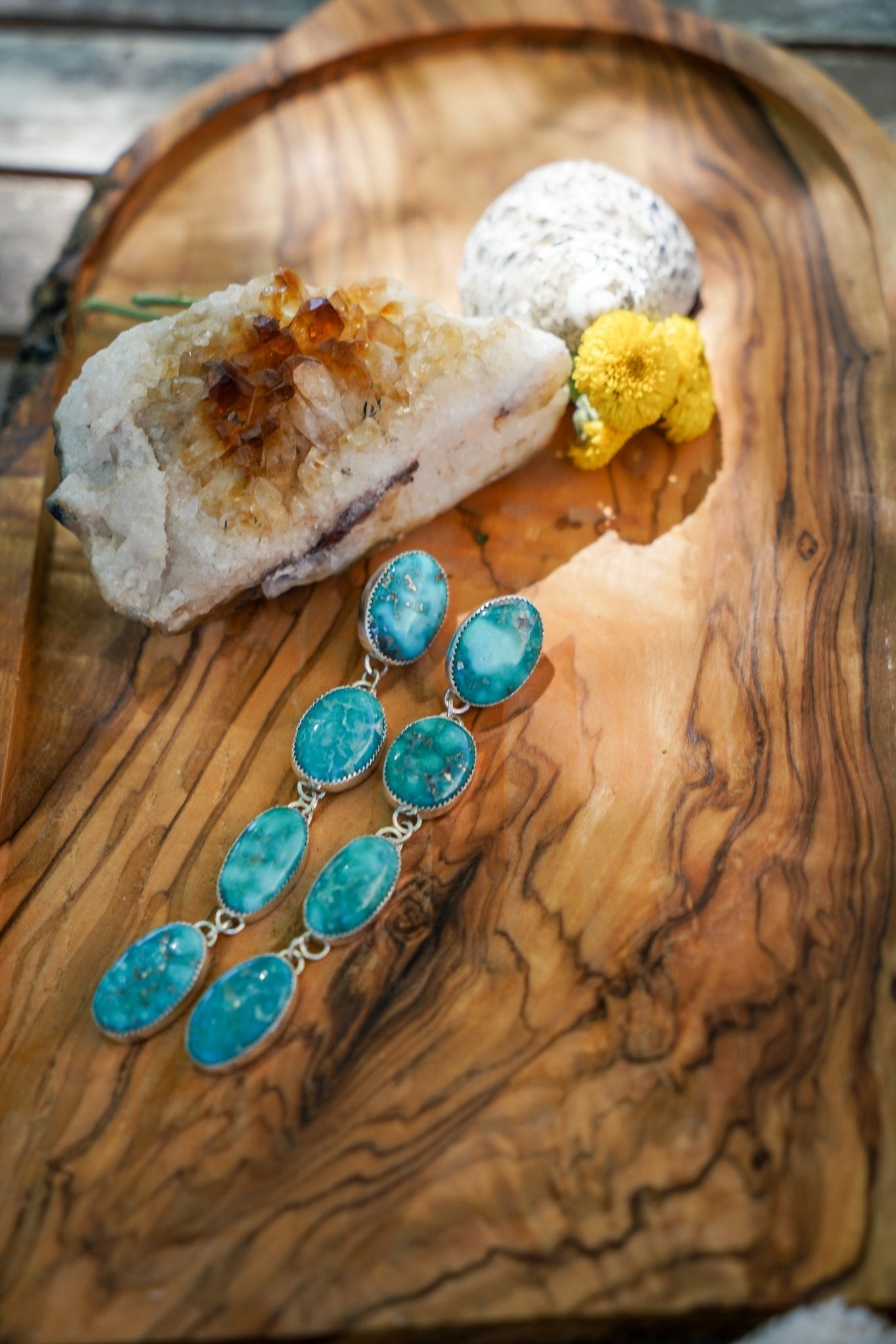 Statement Drip Earrings in Whitewater Turquoise - Golden Road Crafted