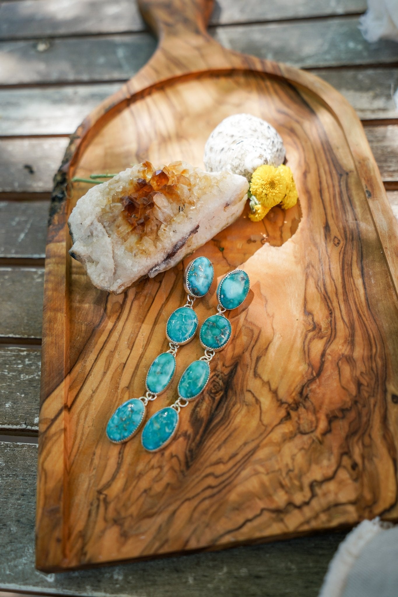 Statement Drip Earrings in Whitewater Turquoise - Golden Road Crafted