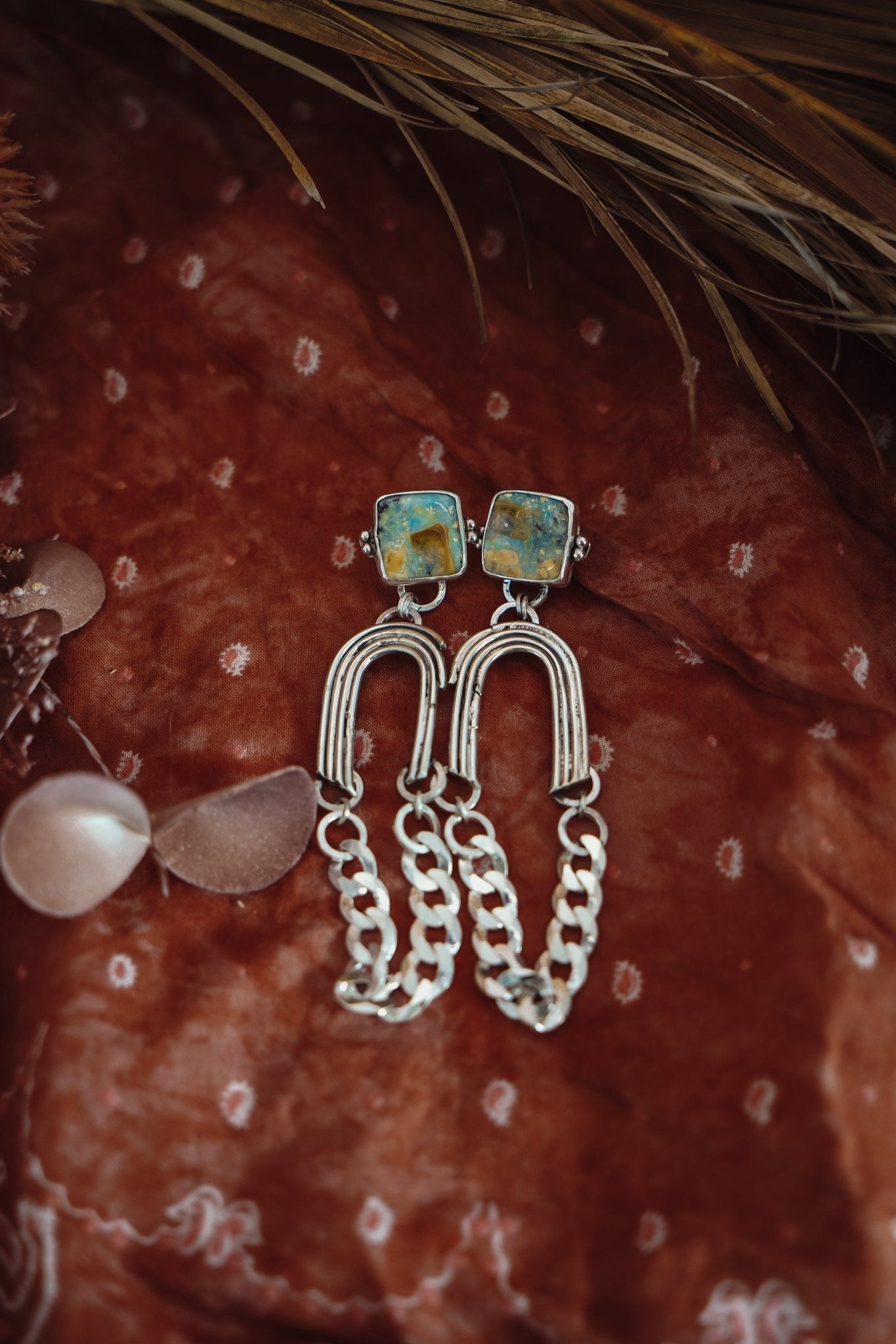 Statement Earrings in Boulder Opal - Golden Road Crafted