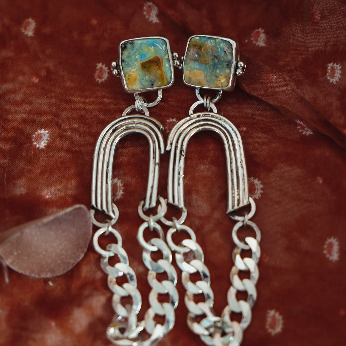 Statement Earrings in Boulder Opal - Golden Road Crafted