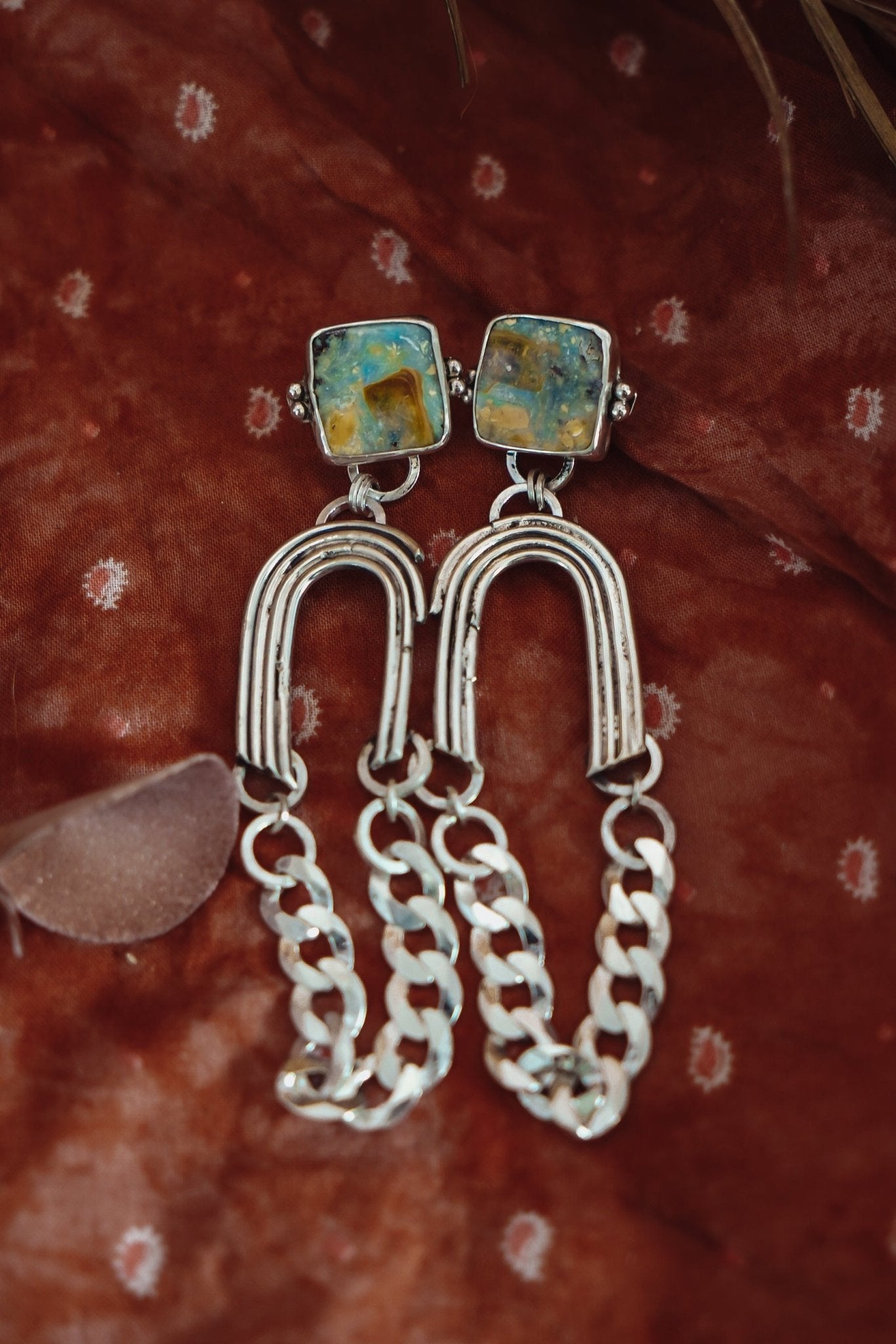 Statement Earrings in Boulder Opal - Golden Road Crafted