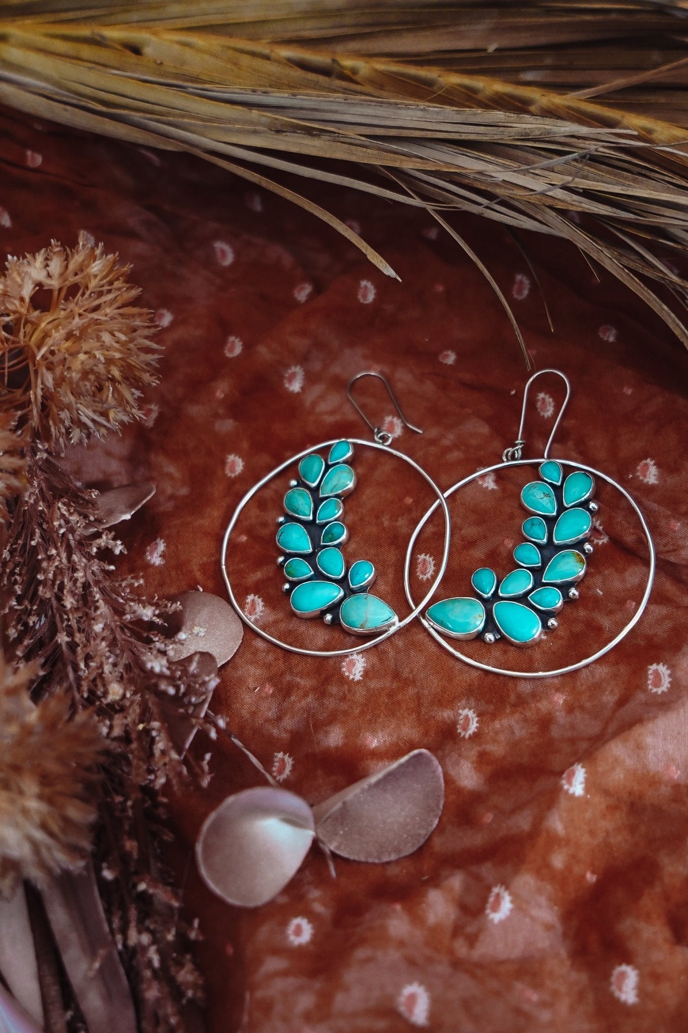 Statement Earrings in Kingman Turquoise - Golden Road Crafted