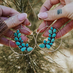 Statement Earrings in Kingman Turquoise - Golden Road Crafted