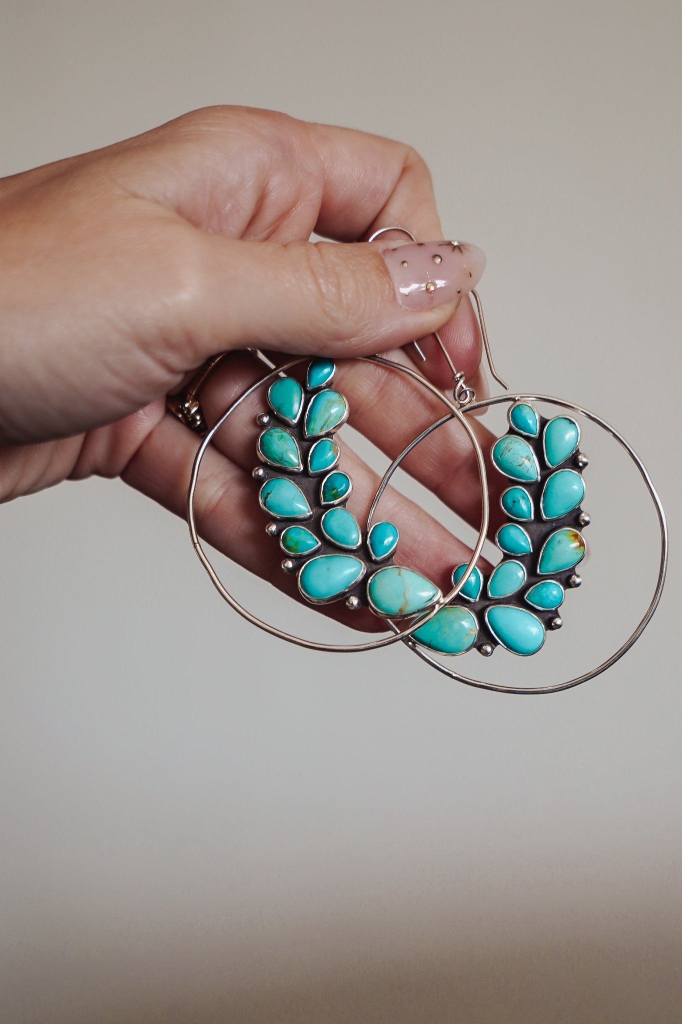 Statement Earrings in Kingman Turquoise - Golden Road Crafted