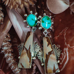 Statement Earrings in Red Jasper & Sonoran Mtn Turquoise - Golden Road Crafted