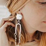 Statement Earrings in White Buffalo - Golden Road Crafted