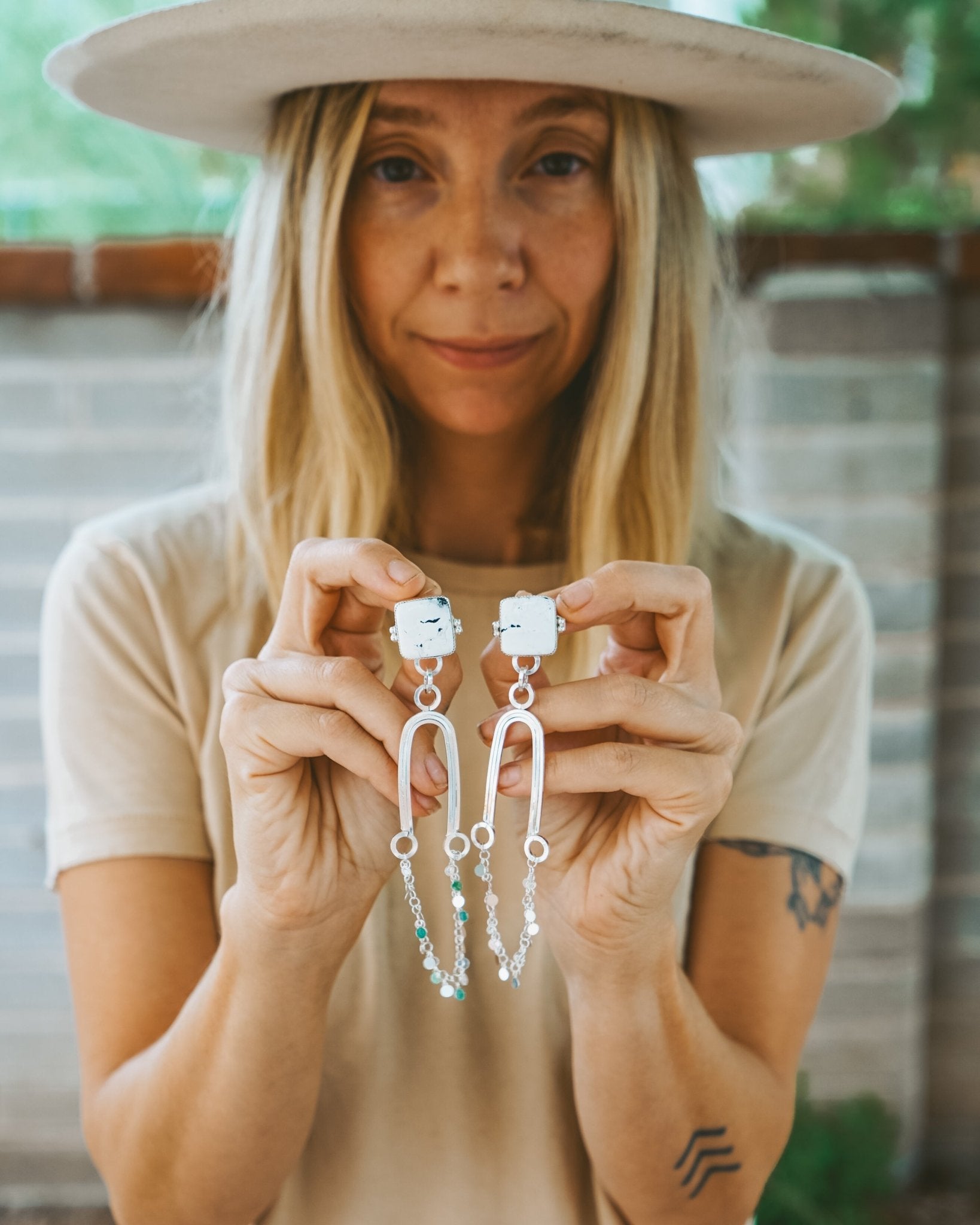 Statement Earrings in White Buffalo - Golden Road Crafted