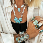 Statement Necklace in Campitos Turquoise - Golden Road Crafted