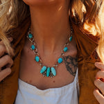 Statement Necklace in Hubei Turquoise - Golden Road Crafted