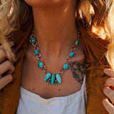 Statement Necklace in Hubei Turquoise - Golden Road Crafted