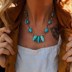 Statement Necklace in Hubei Turquoise - Golden Road Crafted