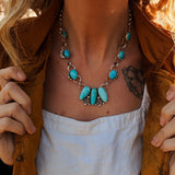 Statement Necklace in Hubei Turquoise - Golden Road Crafted