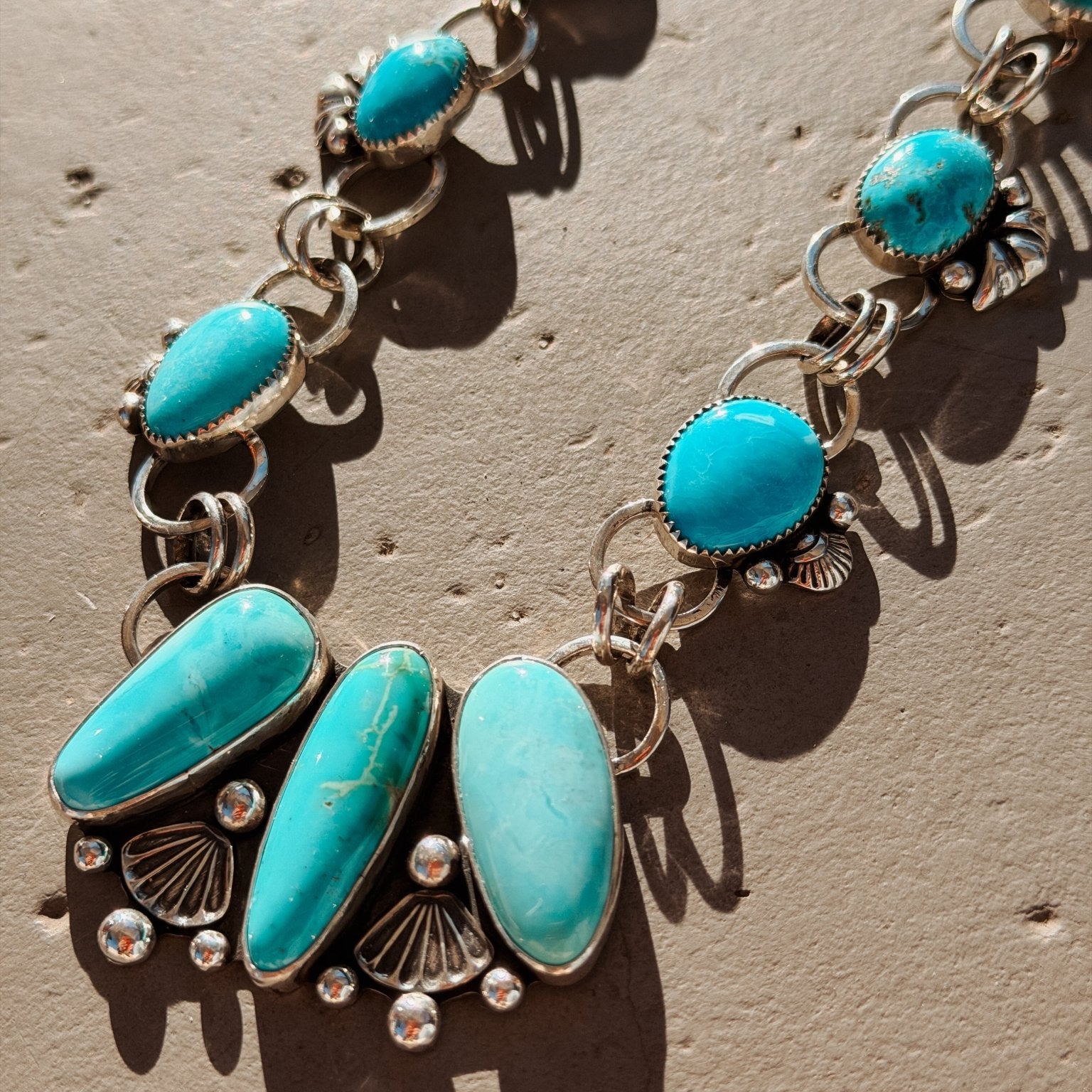 Statement Necklace in Hubei Turquoise - Golden Road Crafted