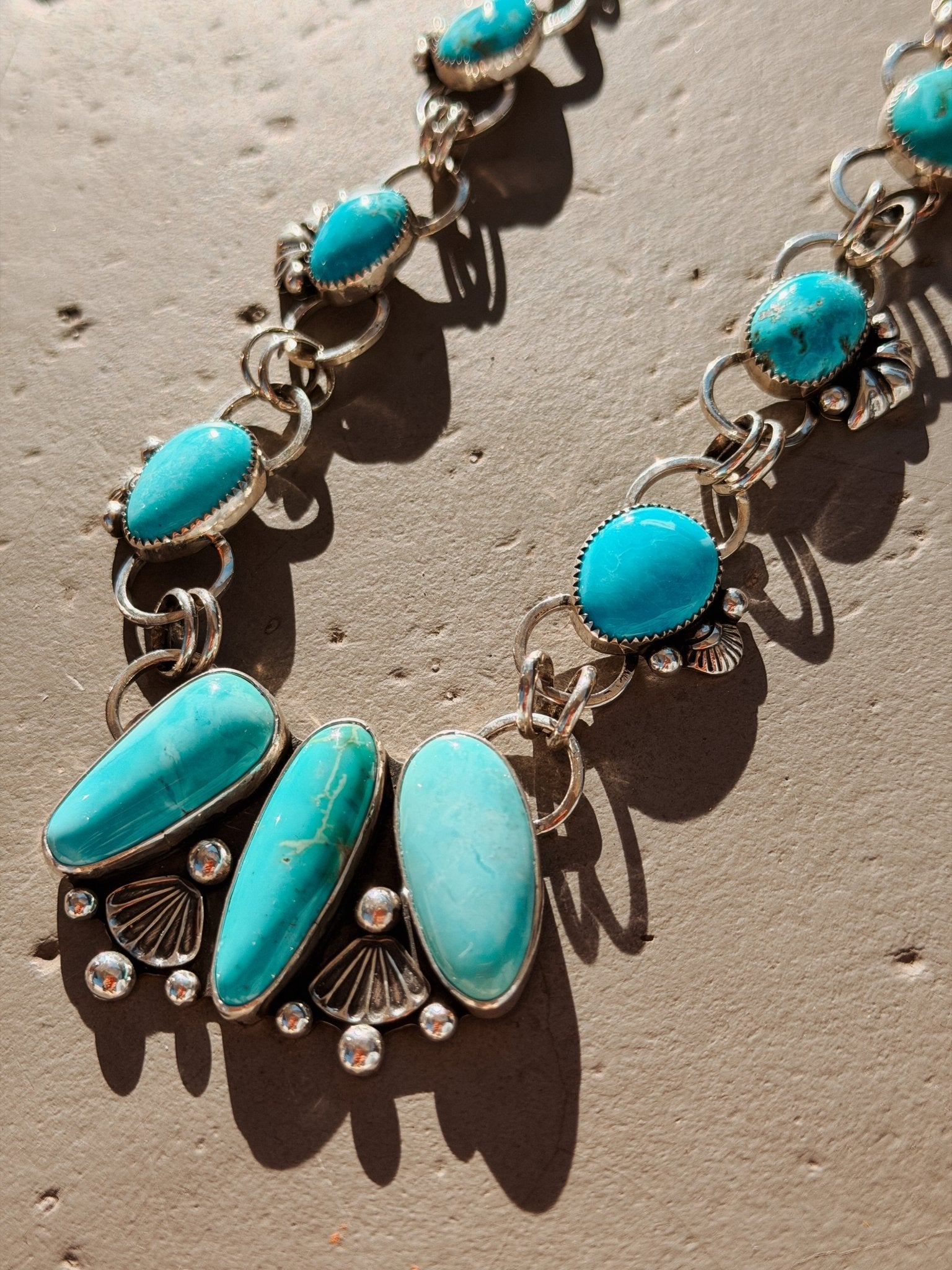 Statement Necklace in Hubei Turquoise - Golden Road Crafted