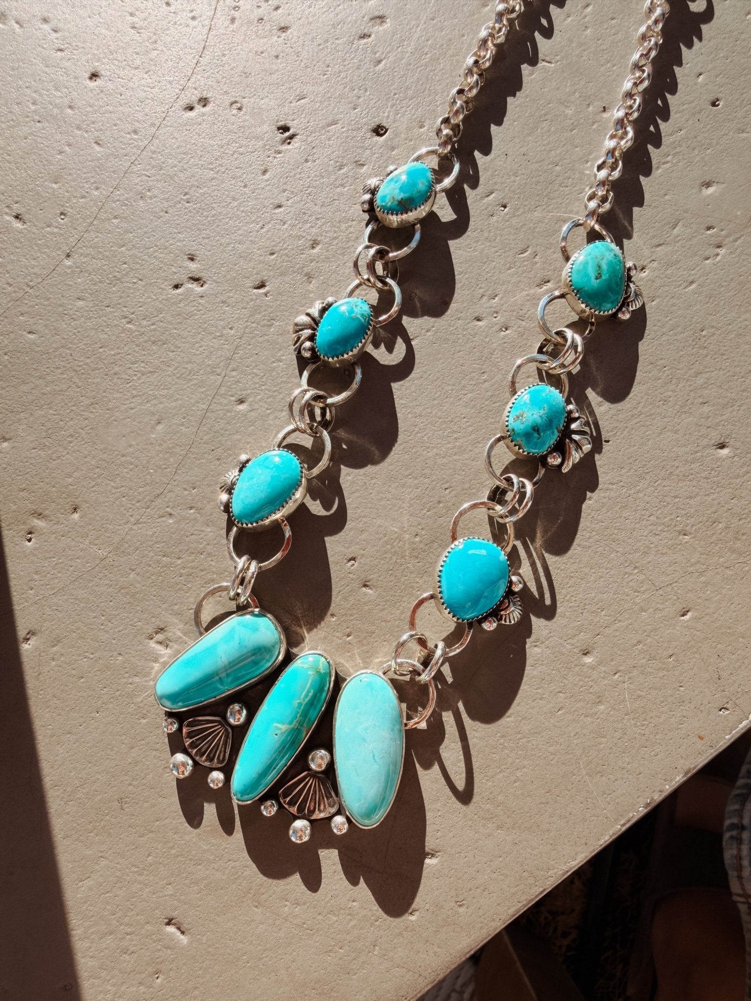 Statement Necklace in Hubei Turquoise - Golden Road Crafted