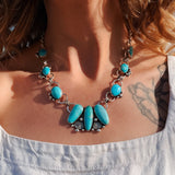 Statement Necklace in Hubei Turquoise - Golden Road Crafted