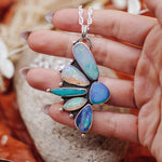 Statement Pendant in Boulder Opal & Ethiopian Opal - Golden Road Crafted