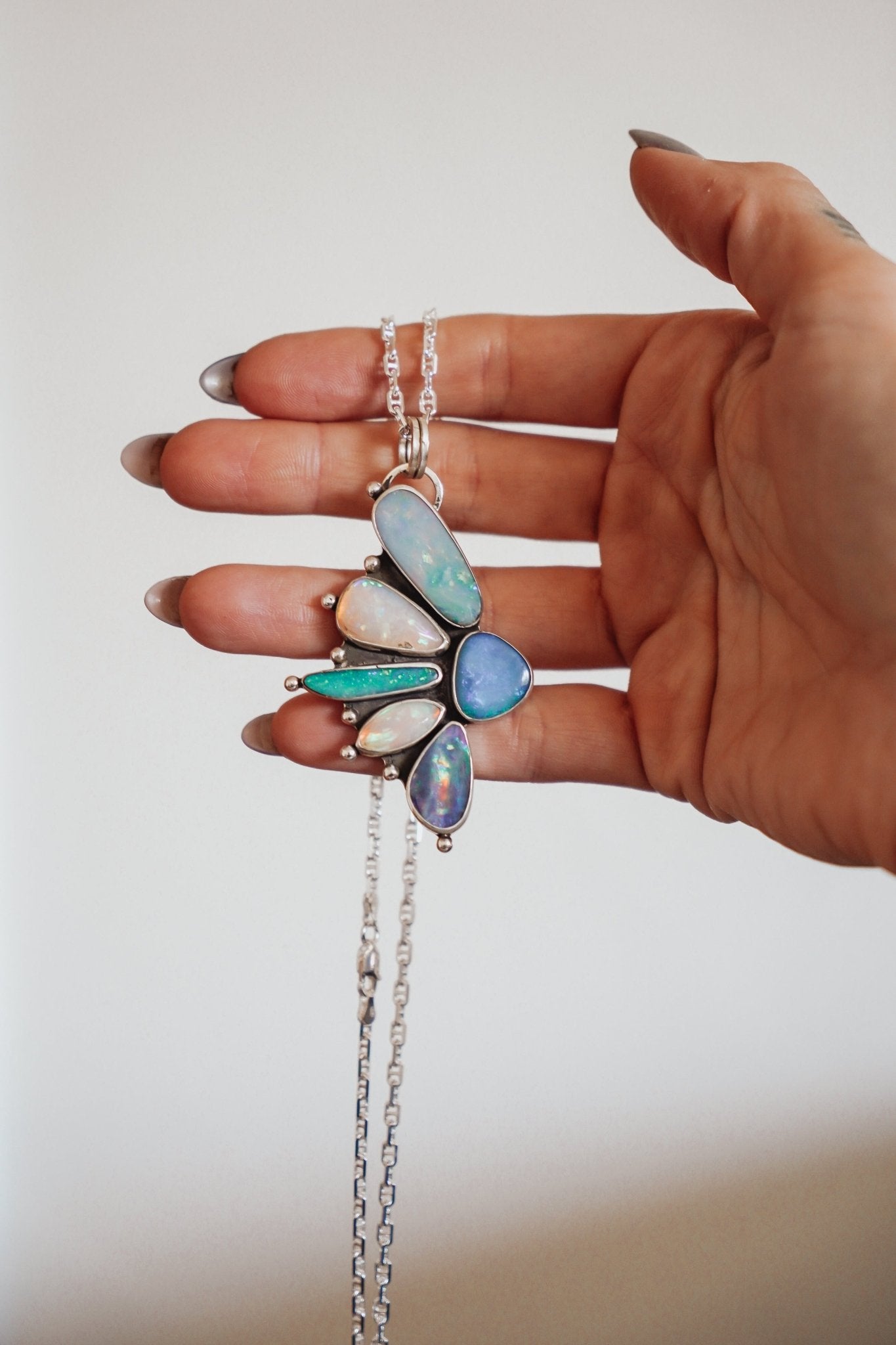 Statement Pendant in Boulder Opal & Ethiopian Opal - Golden Road Crafted