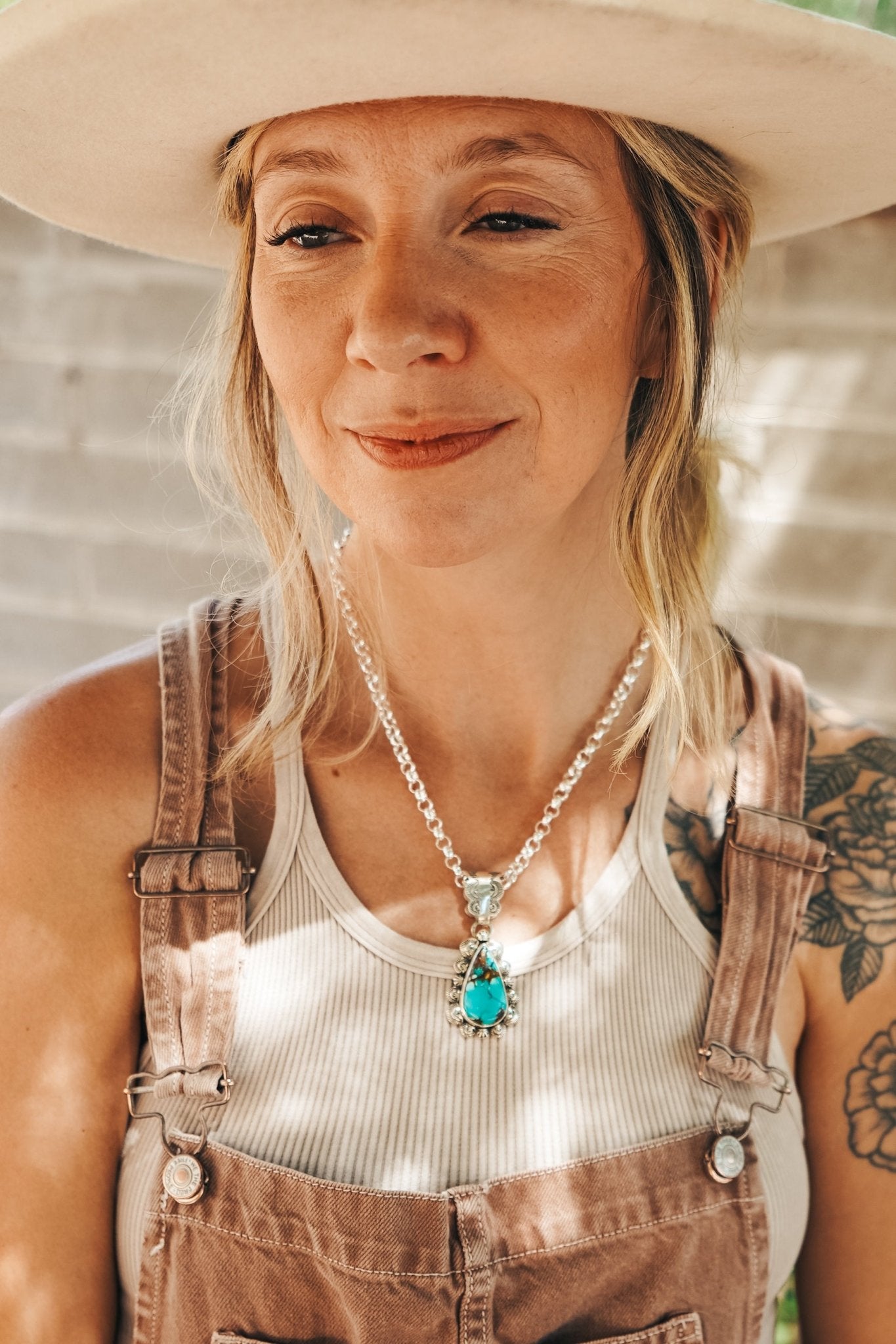 Statement Pendant in Kingman Turquoise - Golden Road Crafted