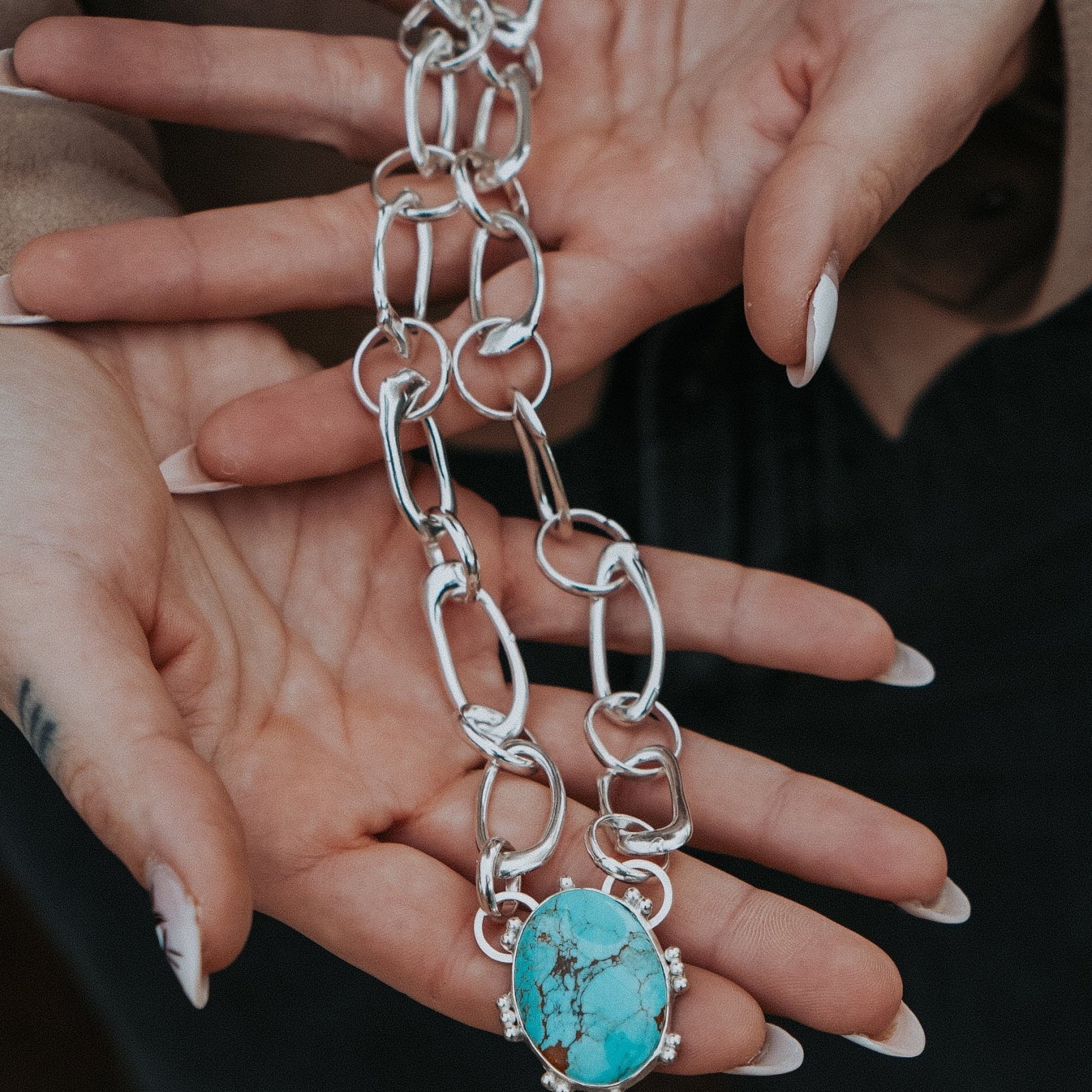 Statement Pendant in Kingman Turquoise - Golden Road Crafted